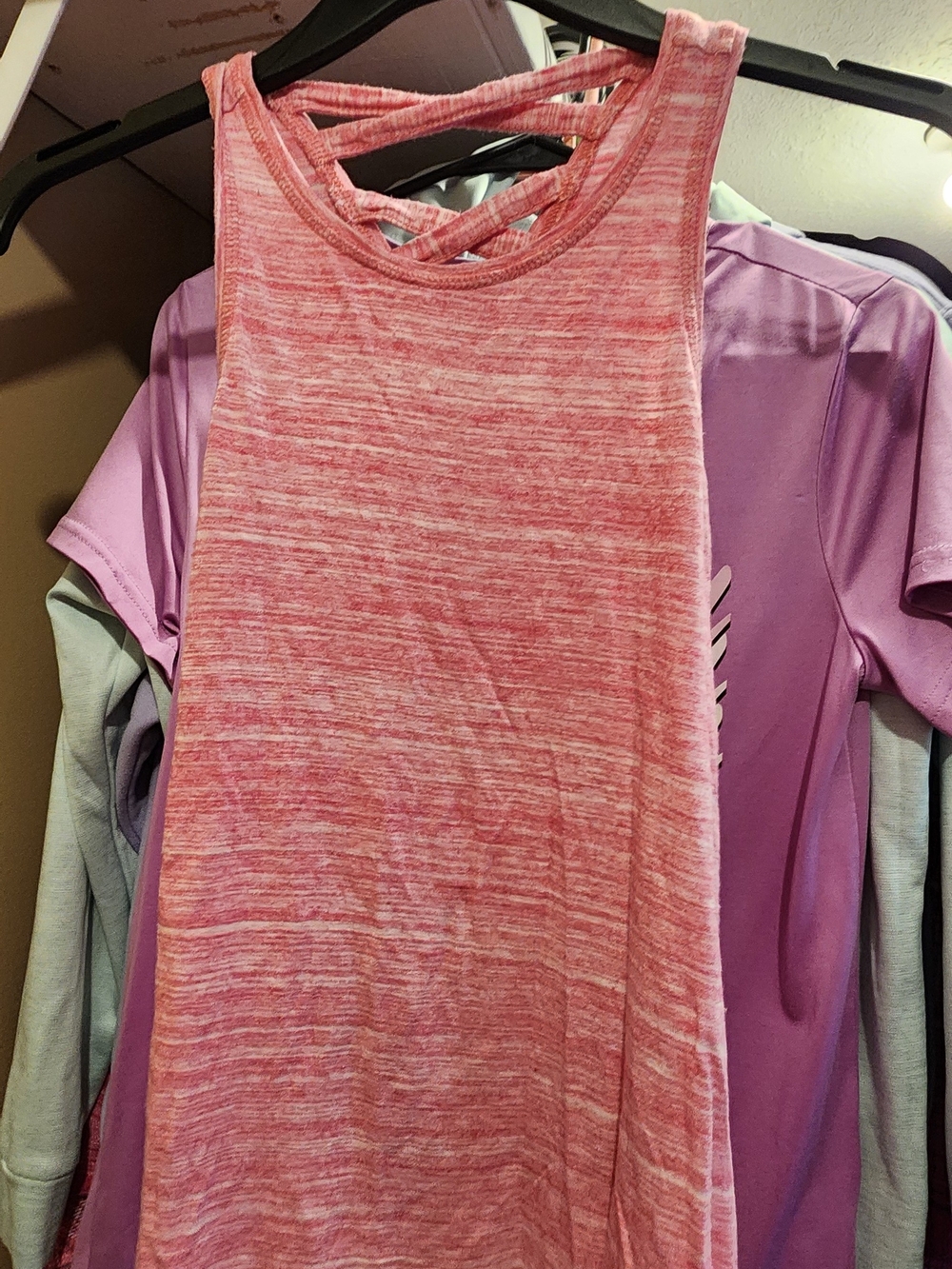 Athletic Works Pink Space-Dye Crisscross Back Tank